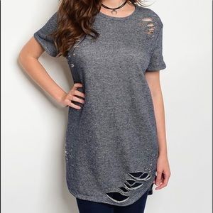 S2J Gray Distressed Tunics Dress